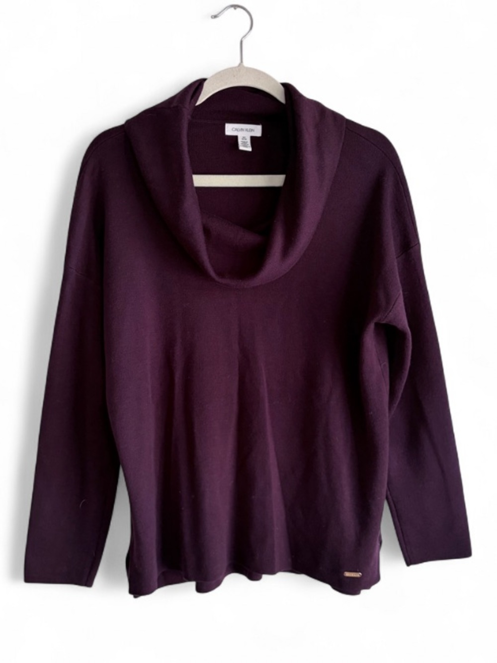 Calvin Klein Dark Purple Cowl Turtleneck Knit Sweater Size M